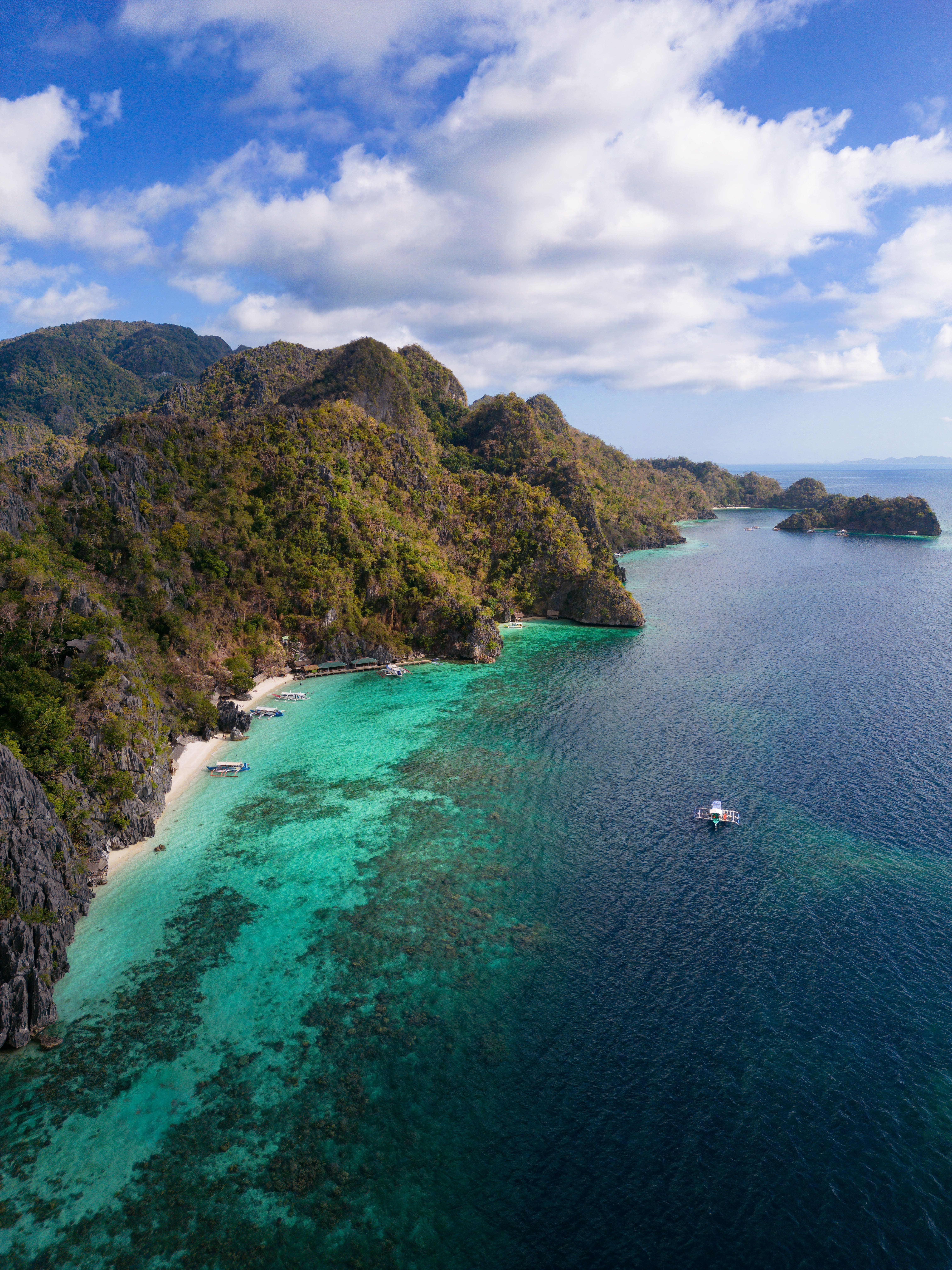 Aerial view of Banul Beach, Coron Island, Philippines