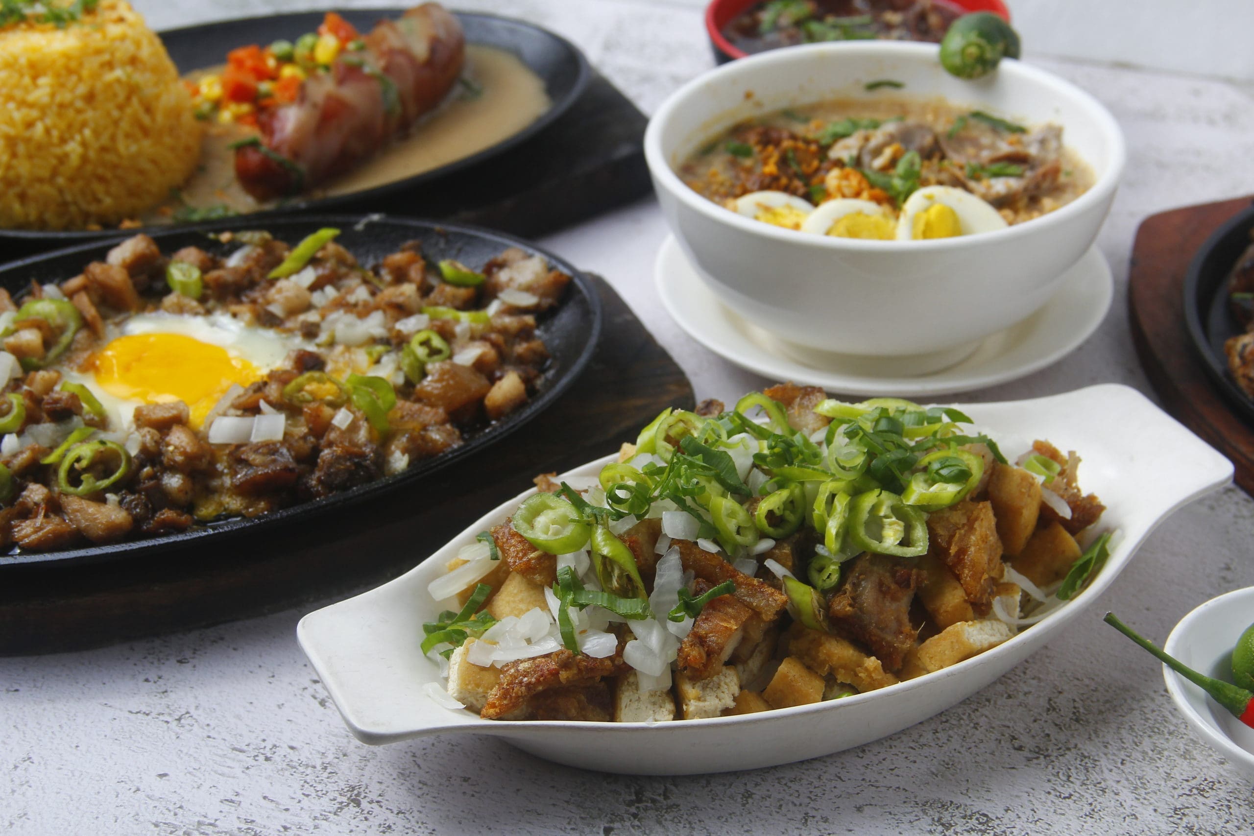 Freshly cooked assorted Filipino food