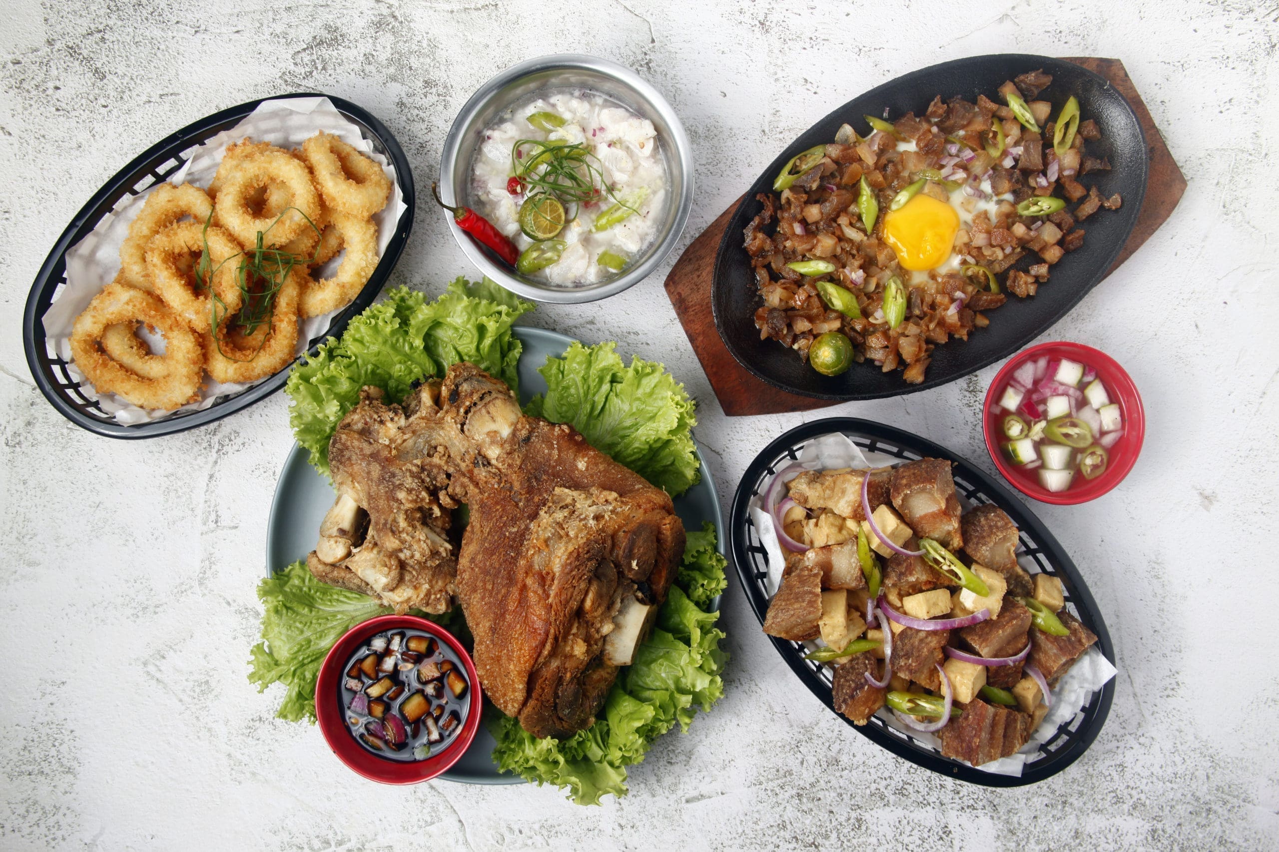 Freshly cooked assorted Filipino food
